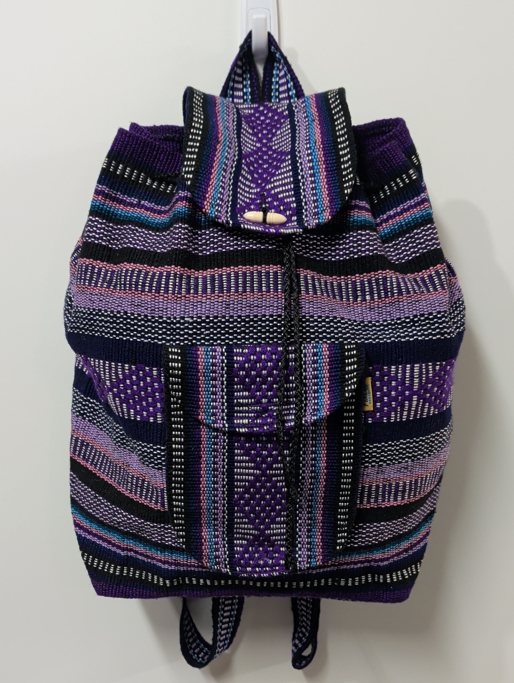 NWOT Artesanías Pinzón Bohemian Woven Striped Backpack